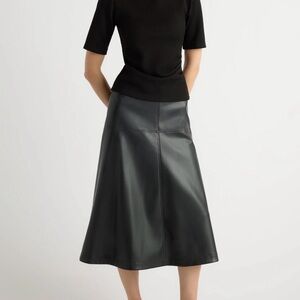 Modern Citizen Black Faux Leather A-Line Midi Skirt